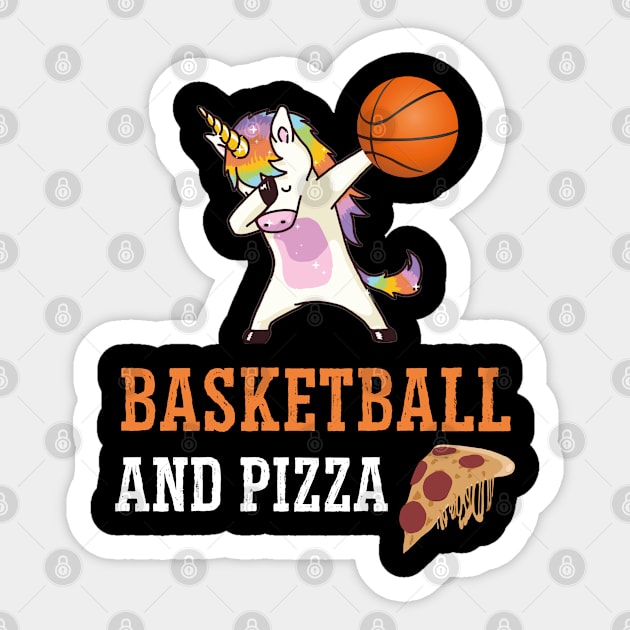 BasketBall and Pizza Dabbing Unicorn Sticker by madani04